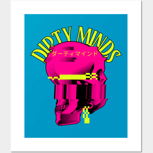 Dirty Minds Glitch Skull Posters and Art